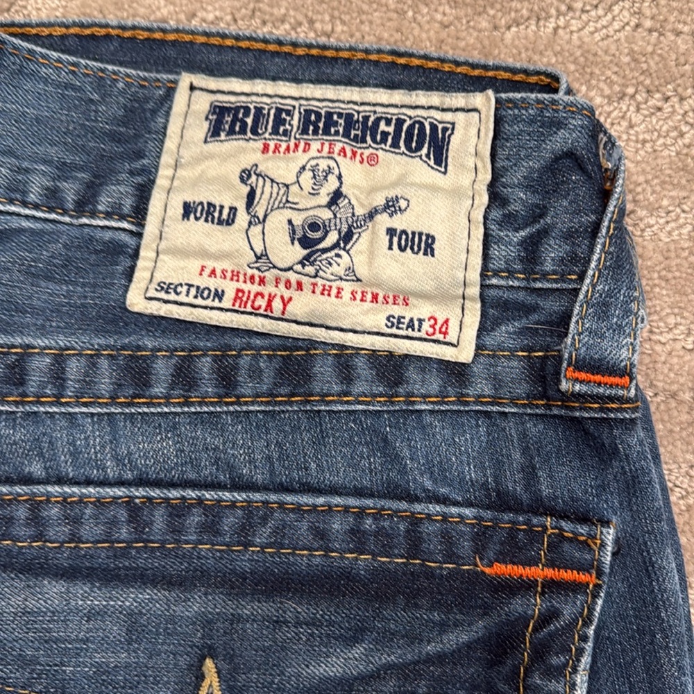 True religion distressed and faded men’s jeans size 34/34 - Picture 5 of 12